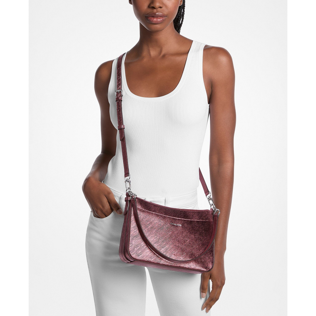 Women's 'Michael Kors Jet Set Top Zip Pouchette Crossbody Bag'