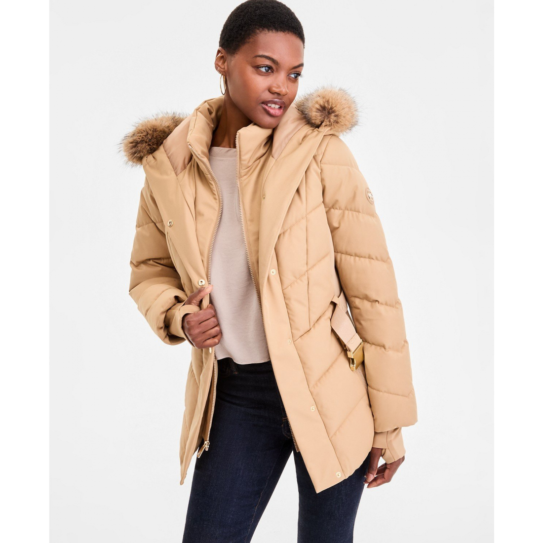 Women's 'Faux-Fur-Trim Hooded Puffer Coat'