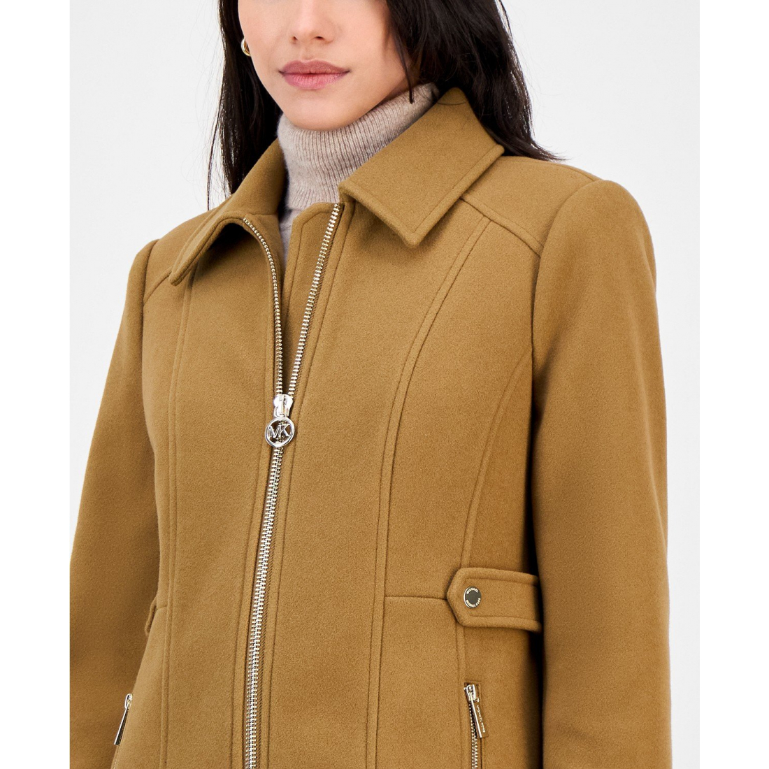 'Collared Zip-Front Coat' pour Femmes