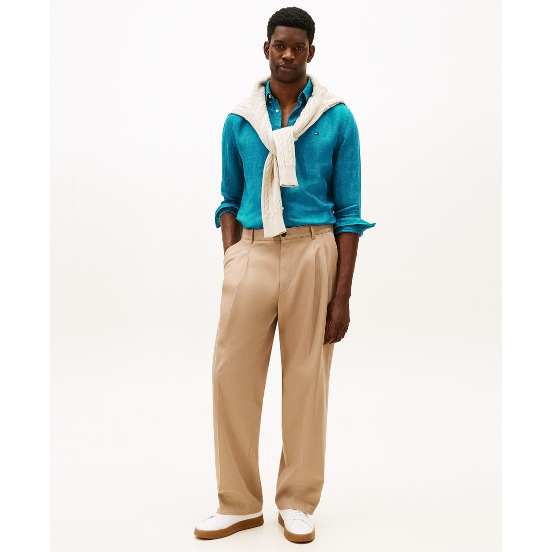 'Button-Down Linen Long Sleeve Shirt' für Herren