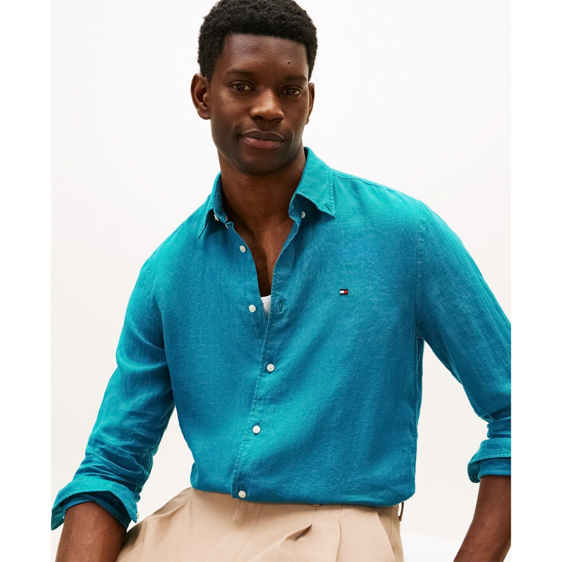 'Button-Down Linen Long Sleeve Shirt' für Herren