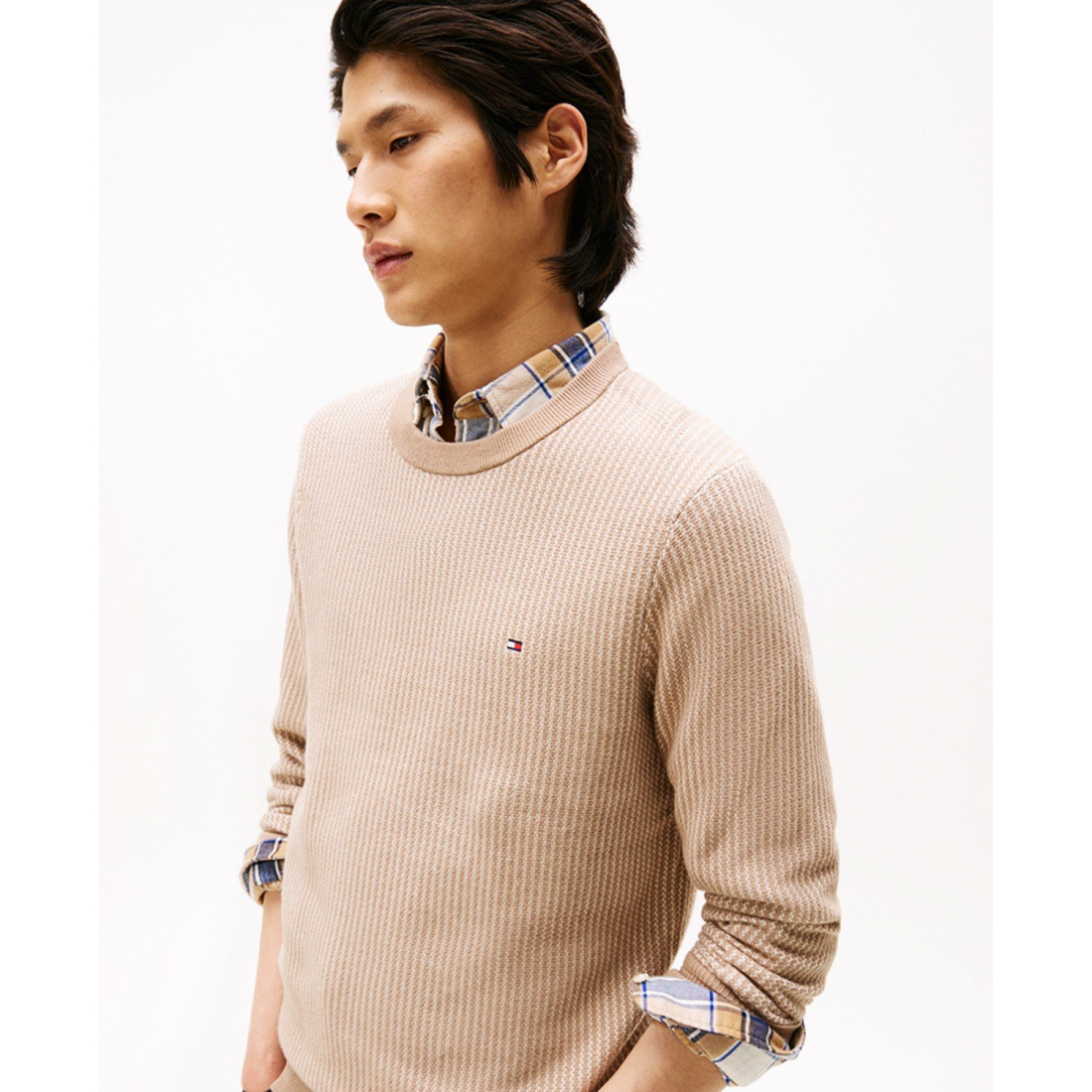 'Crewneck Two-Tone Pima Cotton Cashmere Sweater' pour Hommes