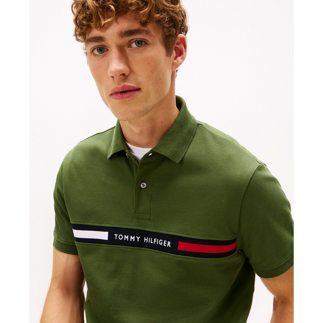 'Short Sleeve Embroidered Chest Stripe Polo Shirt' für Herren