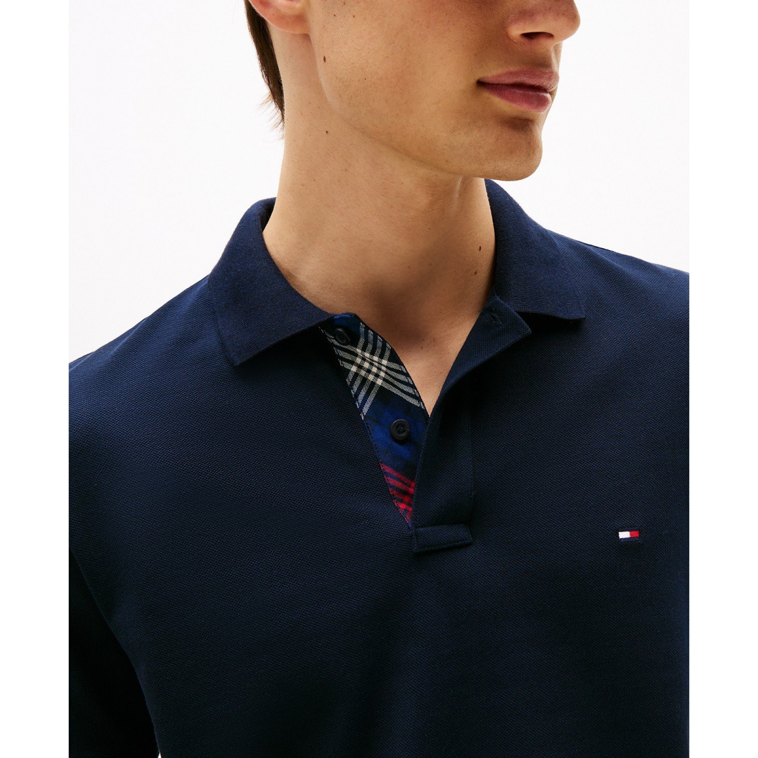'Regular Fit Plaid Placket Interest Pique Polo Shirt' pour Hommes