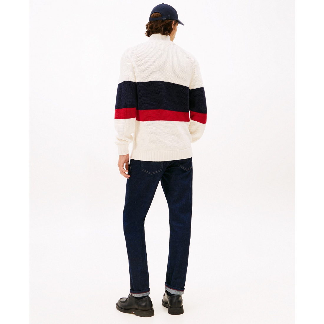 'Crest Logo Patch Zip-Through Stripe Sweater' pour Hommes