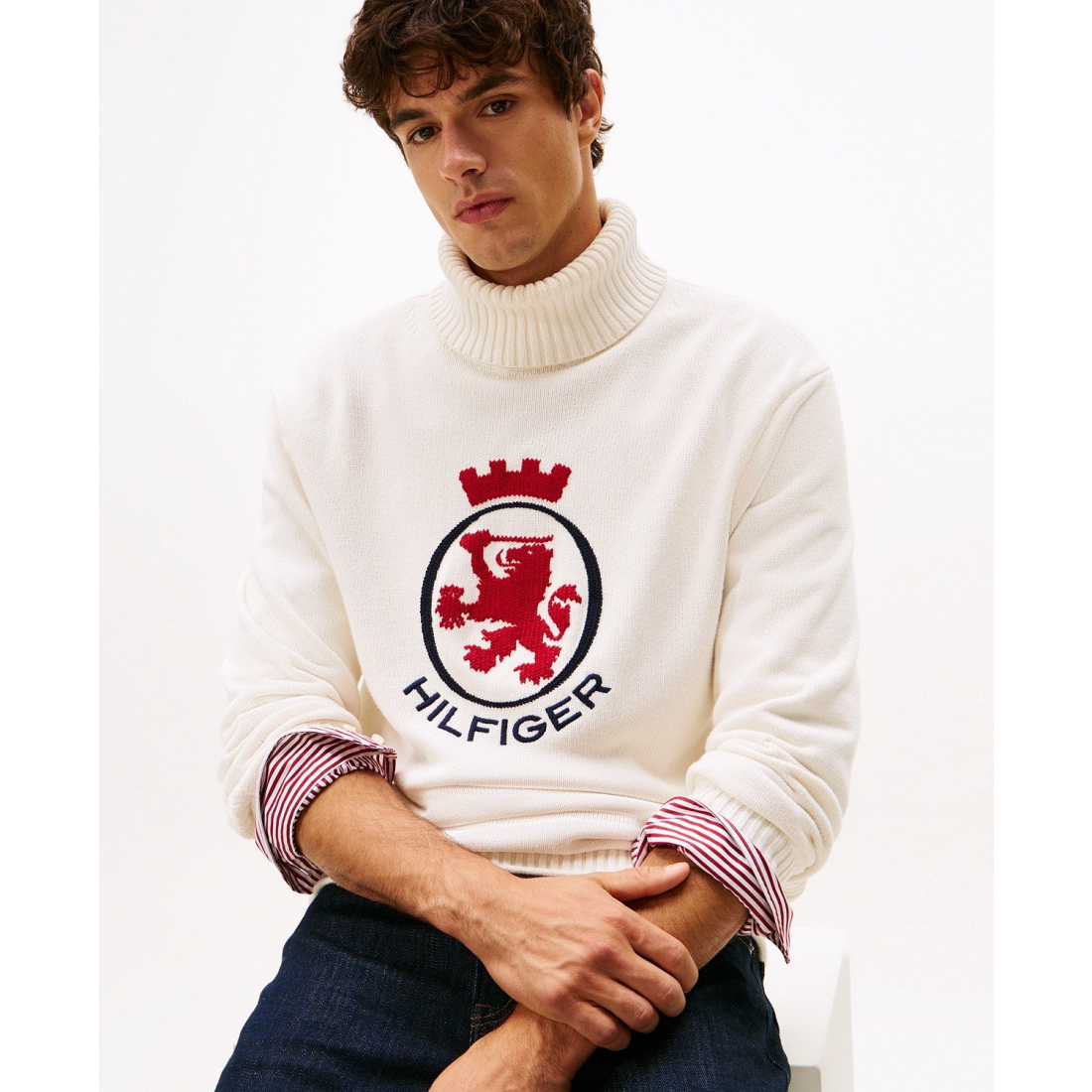 'Logo Crest Turtleneck Sweater' pour Hommes