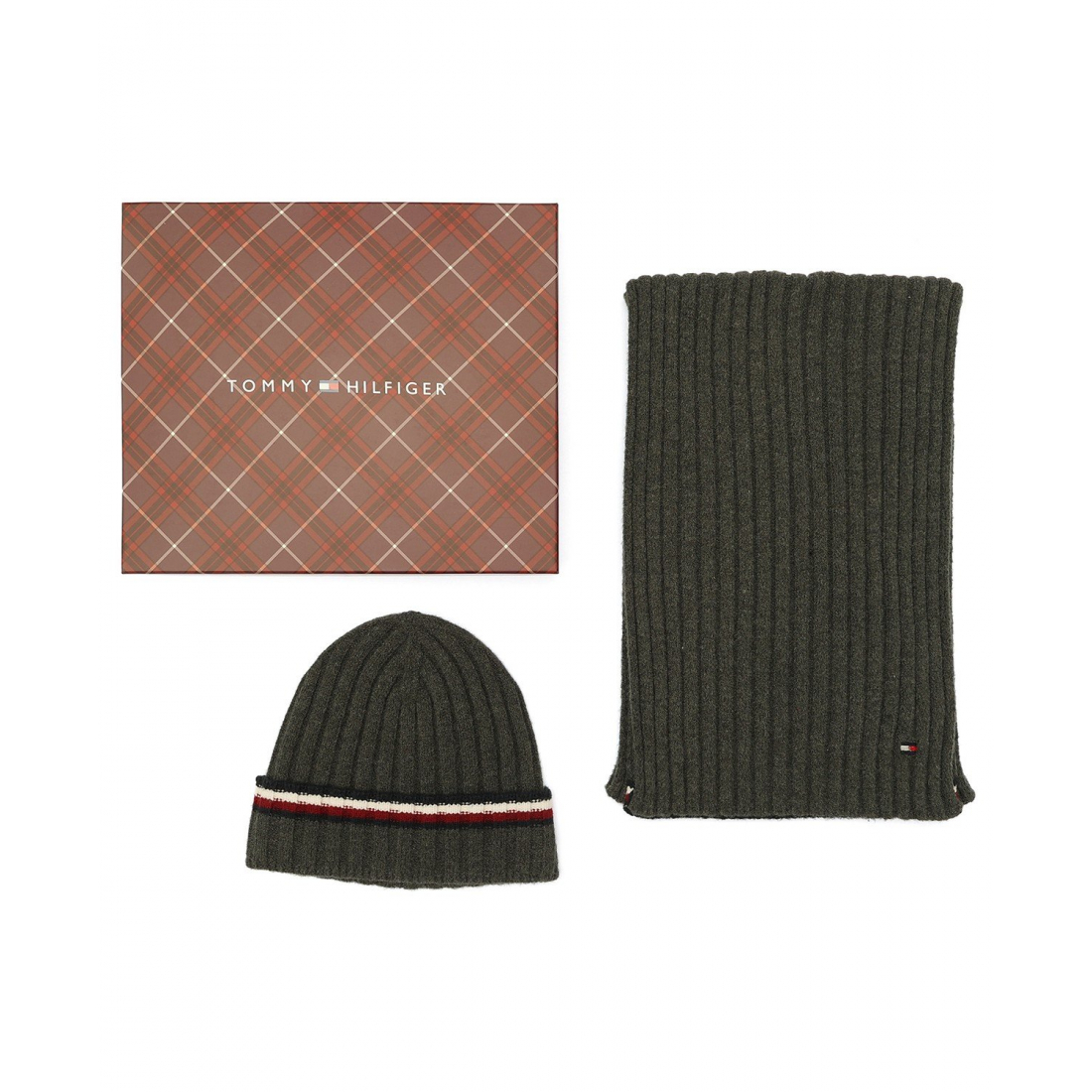 '2-Piece Wide Rib Global Stripe Cuff Beanie and Scarf Set' pour Hommes