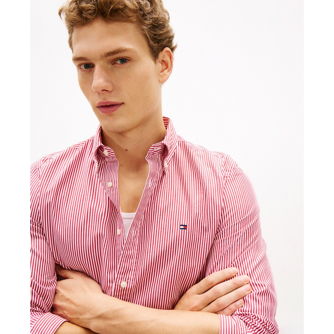 'Flex Poplin Striped Long-Sleeve Shirt' pour Hommes