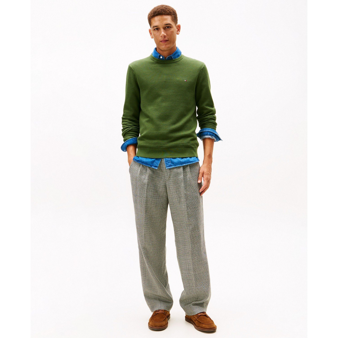 'Textured Cotton Crewneck Sweater' für Herren