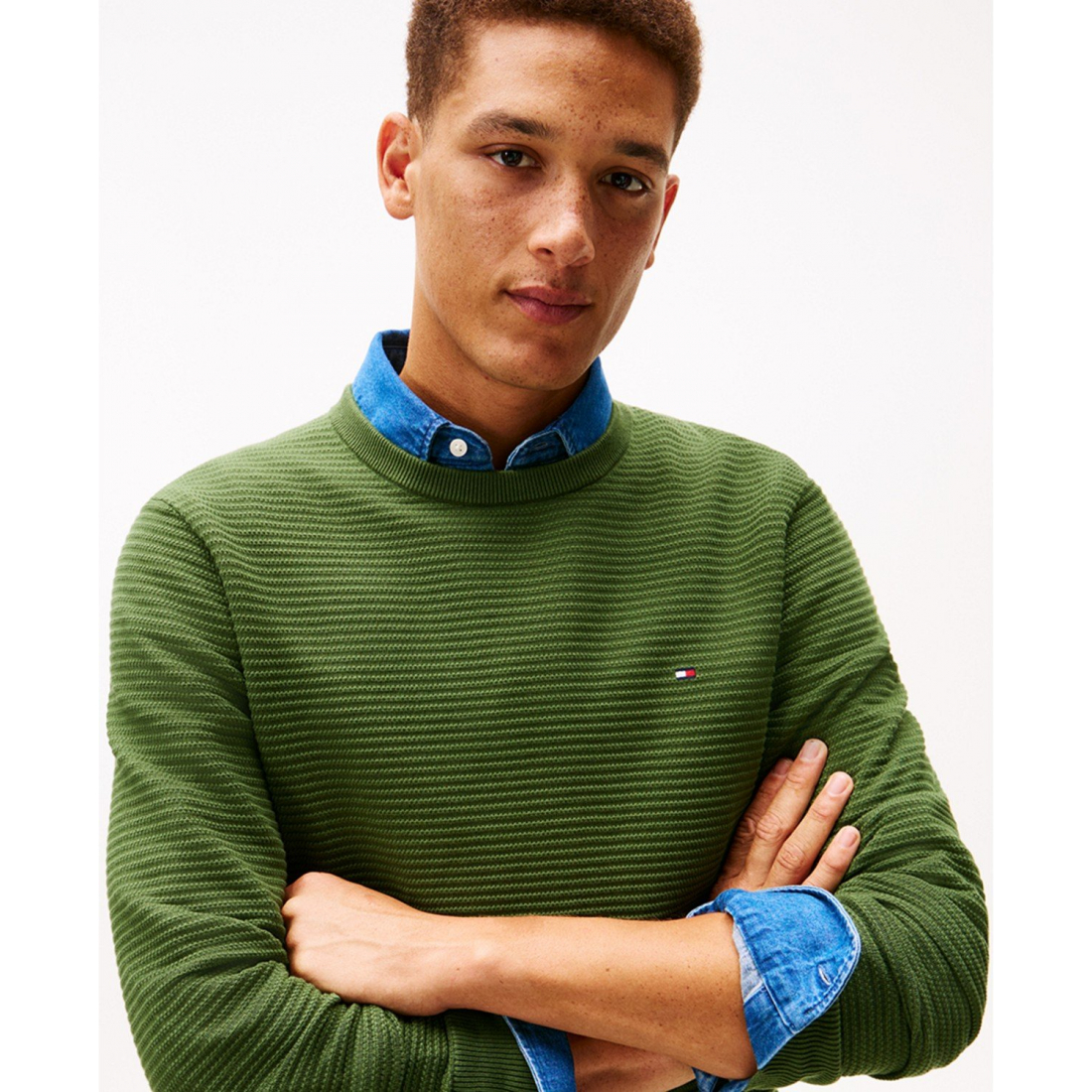 'Textured Cotton Crewneck Sweater' für Herren