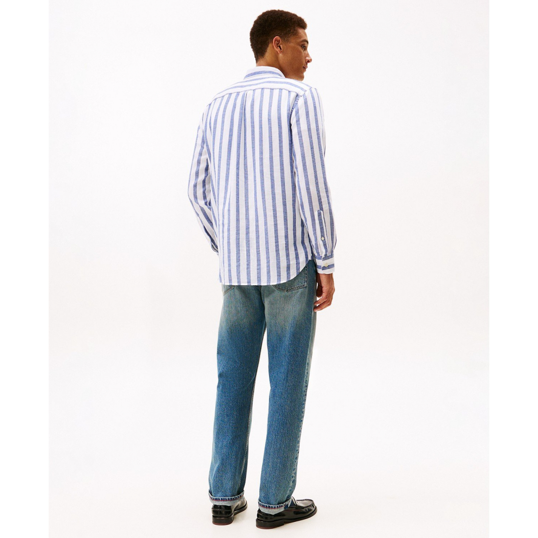 'Twill Linen-Blend Striped Relaxed Fit Shirt' für Herren