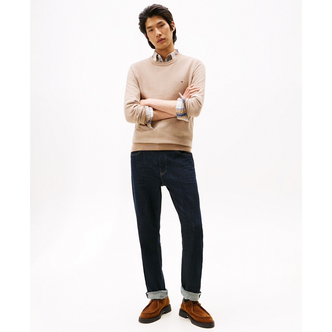 'Crewneck Two-Tone Pima Cotton Cashmere Sweater' pour Hommes