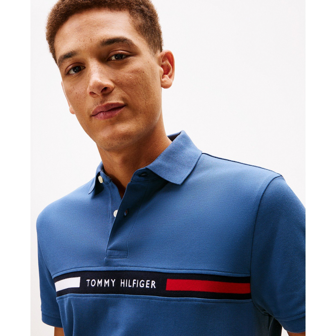 'Short Sleeve Embroidered Chest Stripe Polo Shirt' für Herren