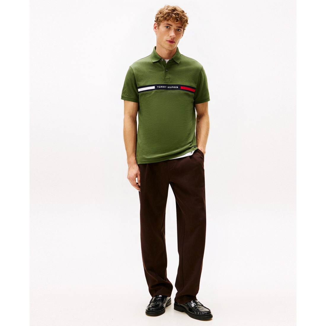 'Short Sleeve Embroidered Chest Stripe Polo Shirt' für Herren