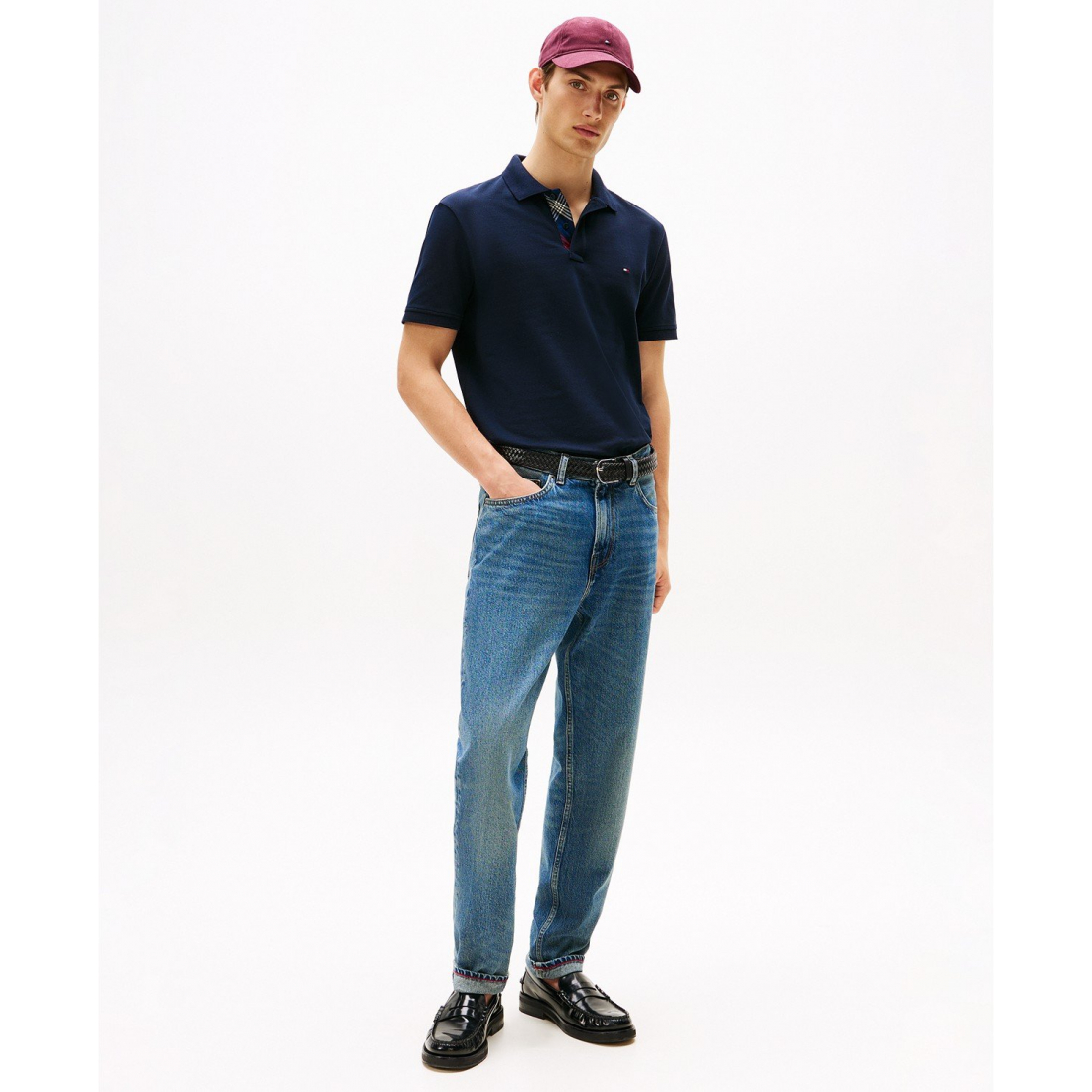 'Regular Fit Plaid Placket Interest Pique Polo Shirt' pour Hommes