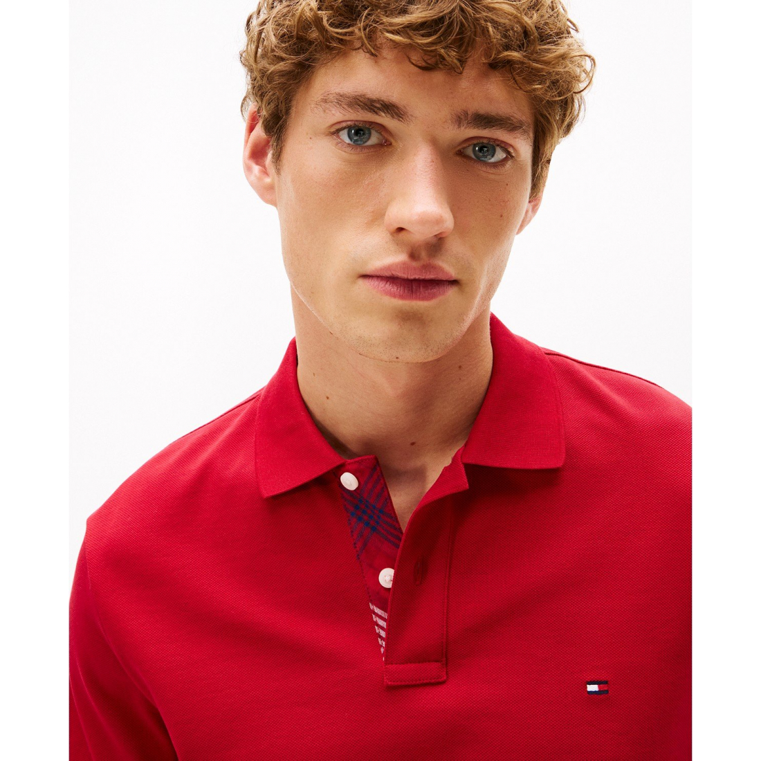 'Regular Fit Plaid Placket Interest Pique Polo Shirt' pour Hommes