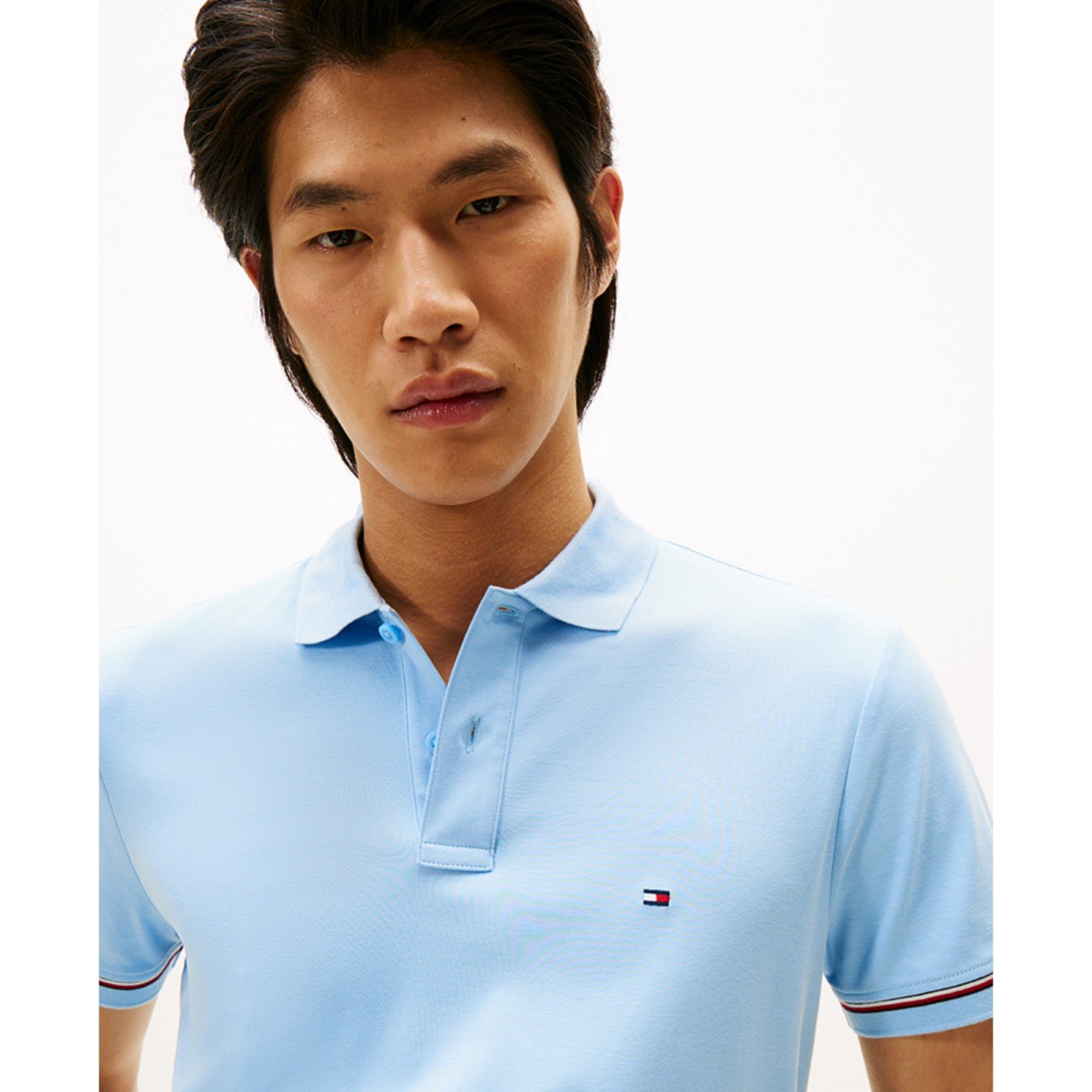 'Red, White, and Blue Cuff Slim Fit Polo' für Herren