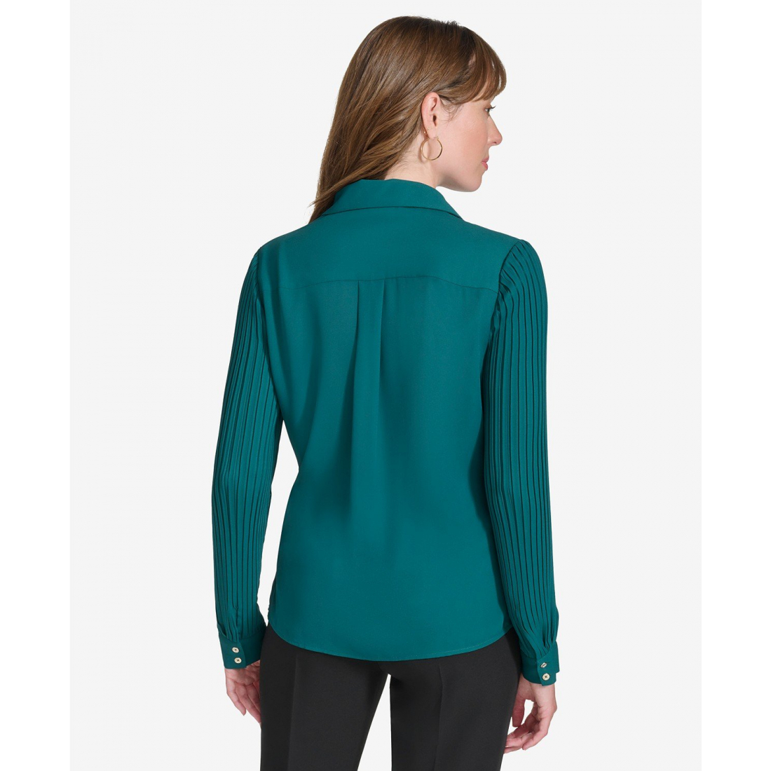 'Pleated Long Sleeve Button Down' pour Femmes