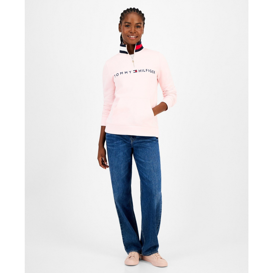 'Quarter Zip Embroidered Logo Sweatshirt' pour Femmes