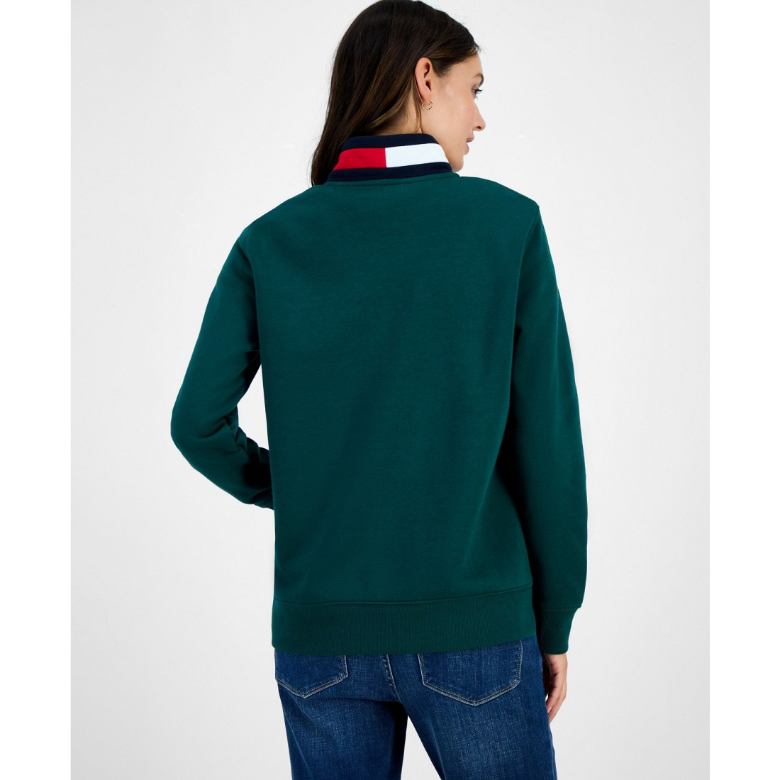 'Quarter Zip Embroidered Logo Sweatshirt' pour Femmes