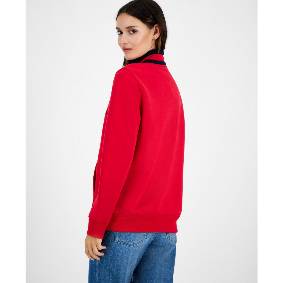 'Quarter Zip Embroidered Logo Sweatshirt' pour Femmes
