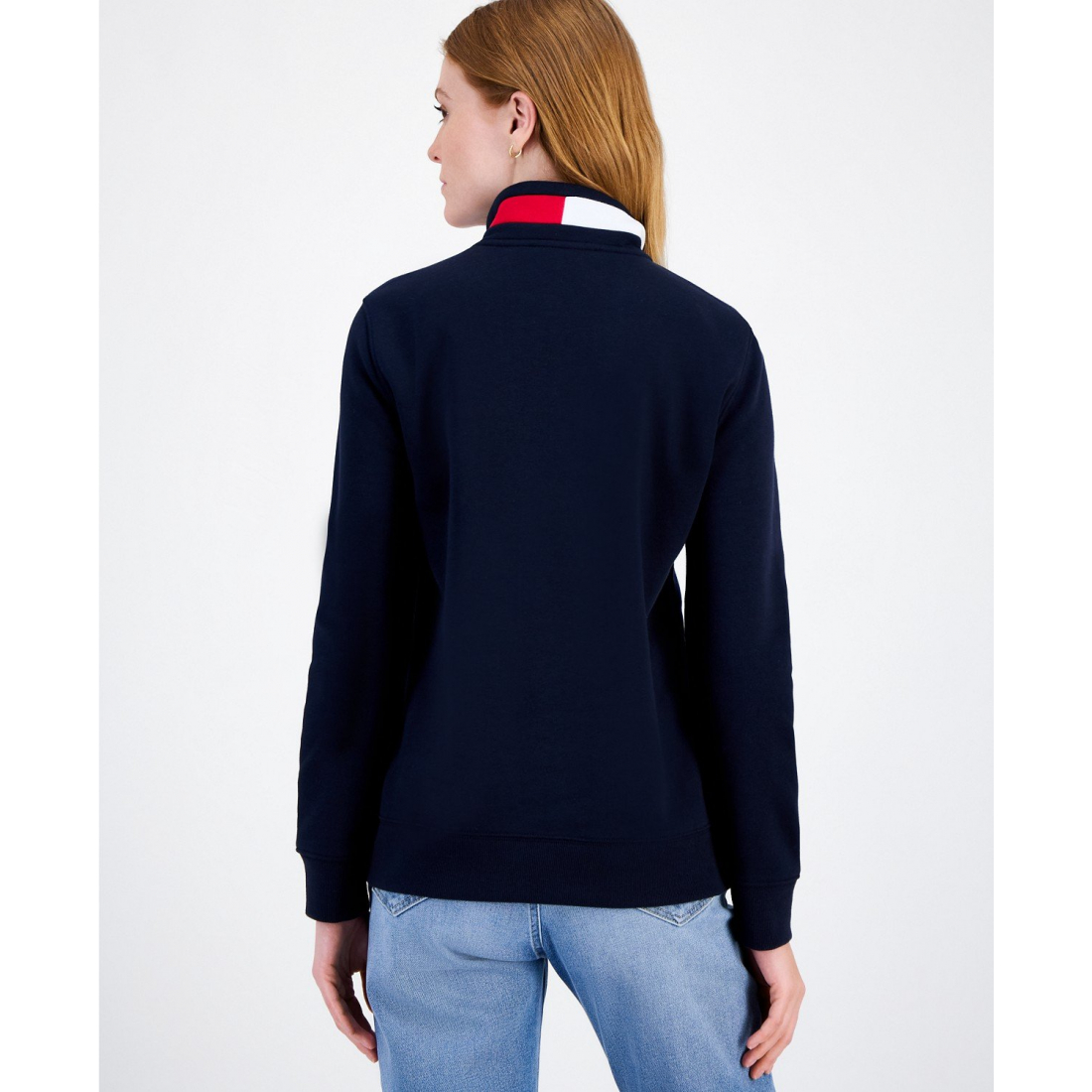 'Quarter Zip Embroidered Logo Sweatshirt' pour Femmes