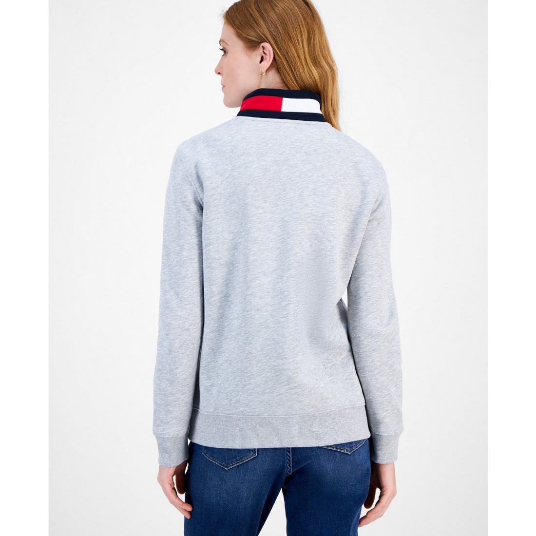 'Quarter Zip Embroidered Logo Sweatshirt' pour Femmes