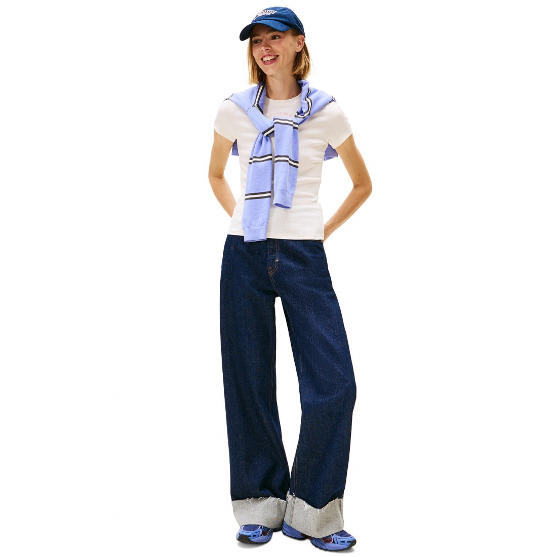 'Slim Western Ribbed Short-Sleeve T-Shirt' pour Femmes