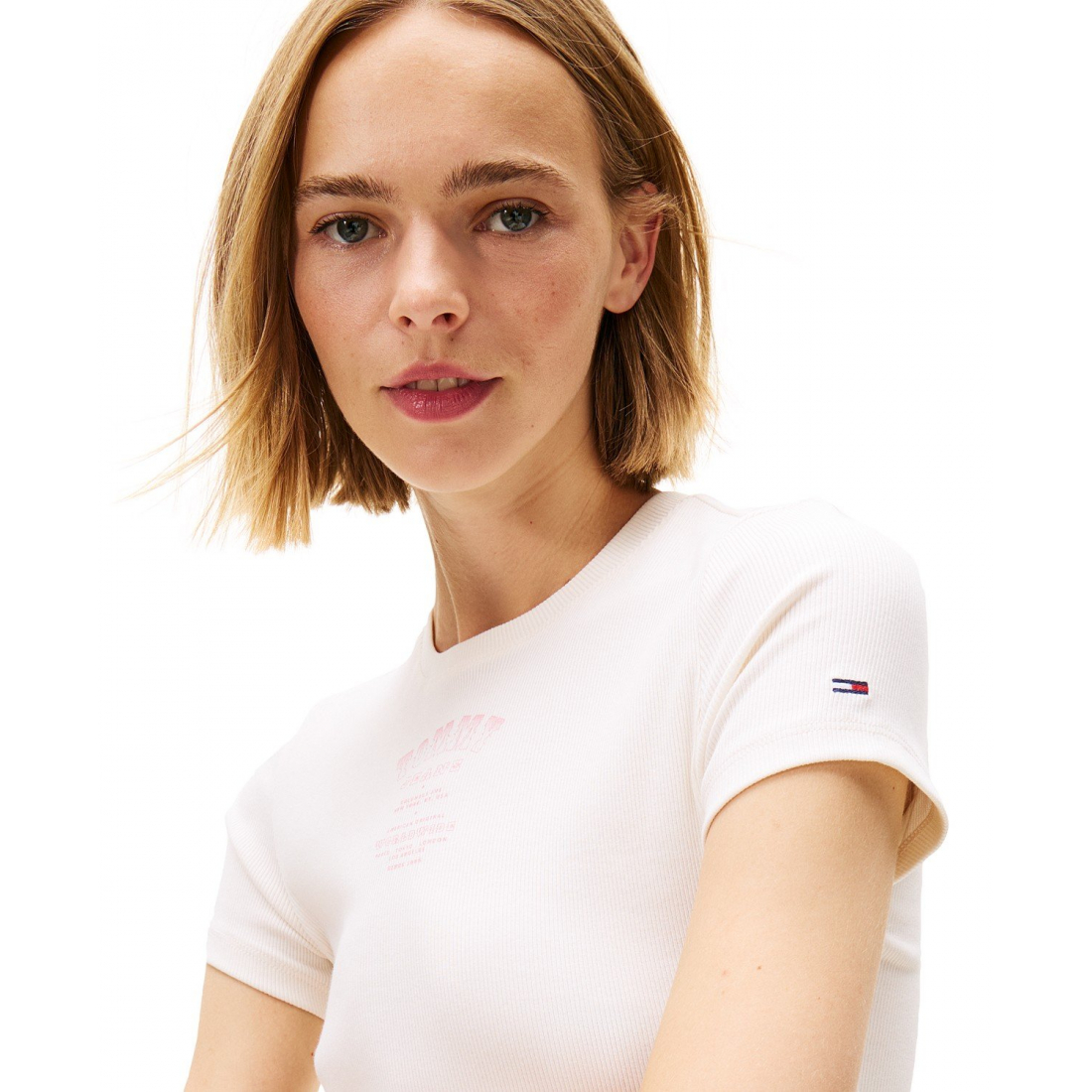 'Slim Western Ribbed Short-Sleeve T-Shirt' pour Femmes