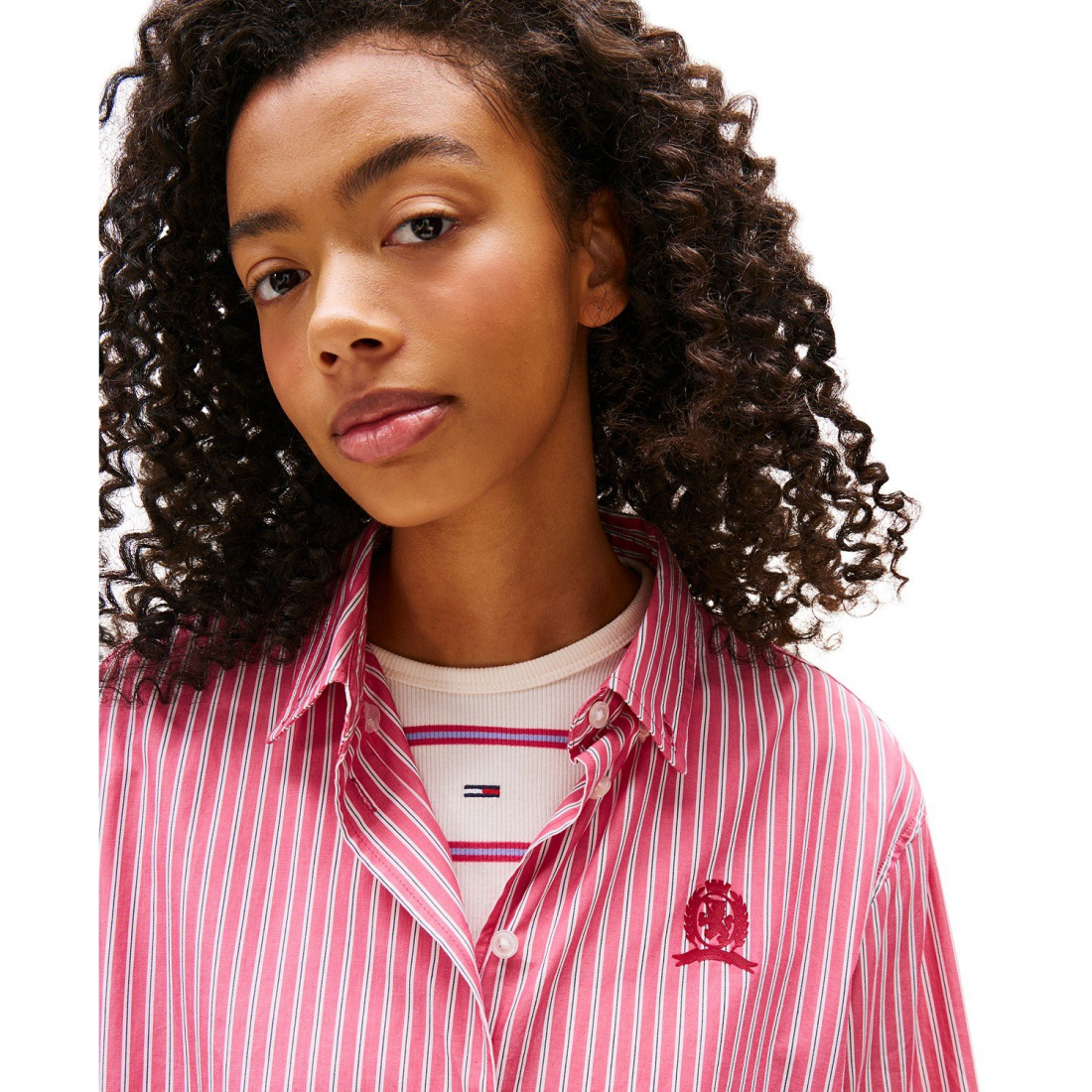 'Pleated Crest Cotton Shirt Dress' pour Femmes