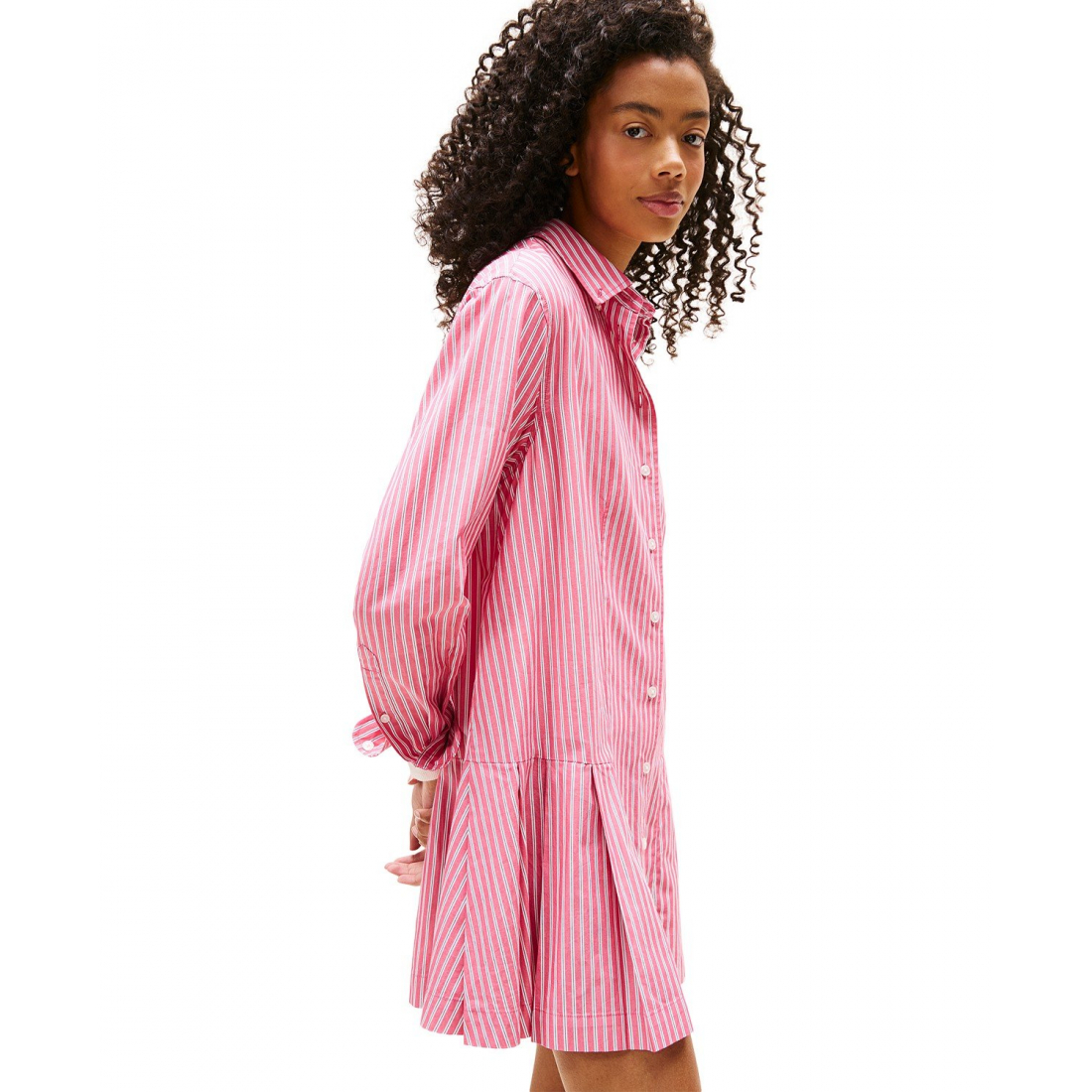 'Pleated Crest Cotton Shirt Dress' pour Femmes