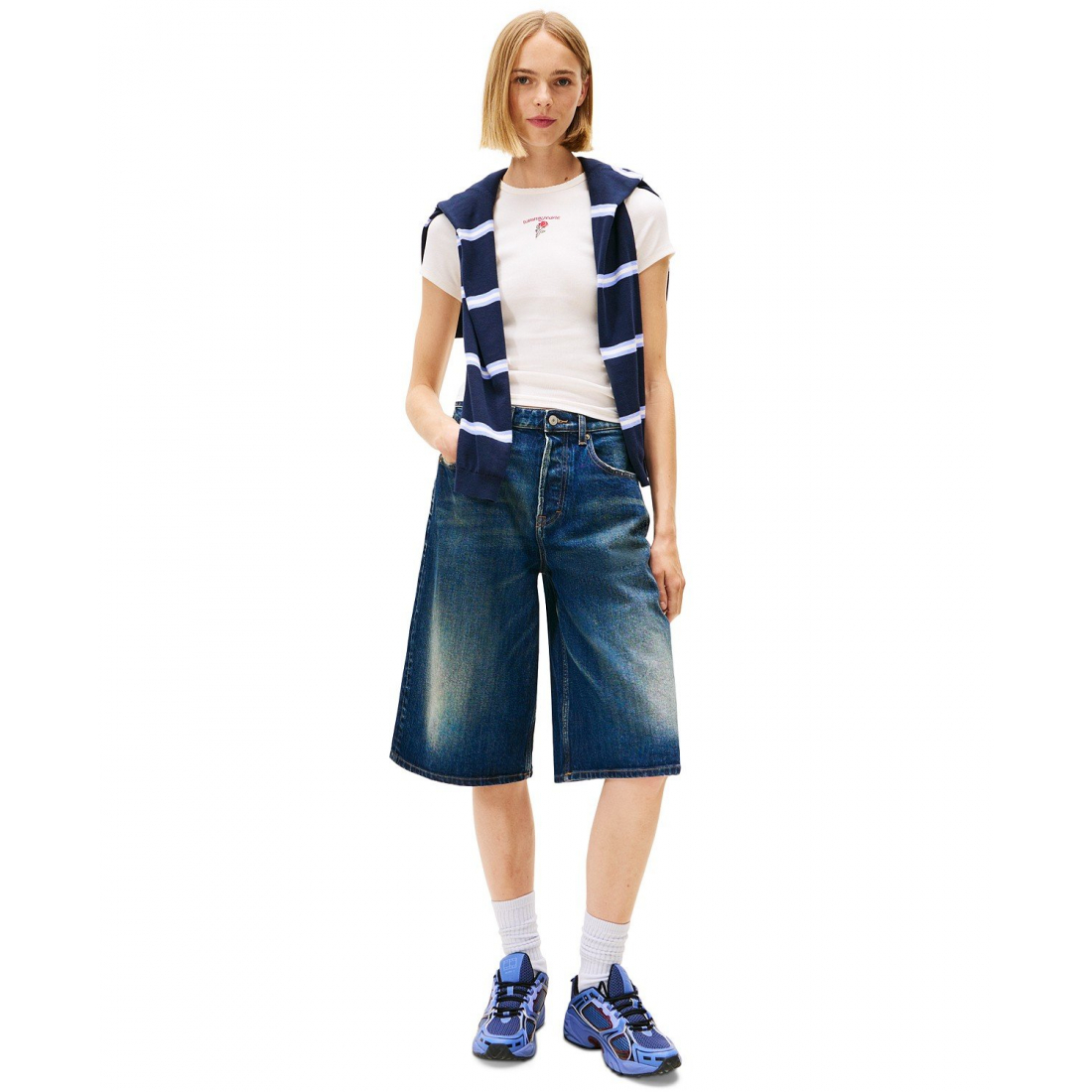 'Slim Rose Logo Ribbed Short-Sleeve T-Shirt' für Damen