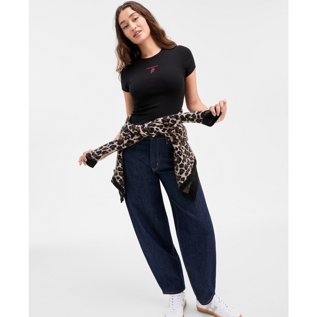 'Slim Rose Logo Ribbed Short-Sleeve T-Shirt' für Damen