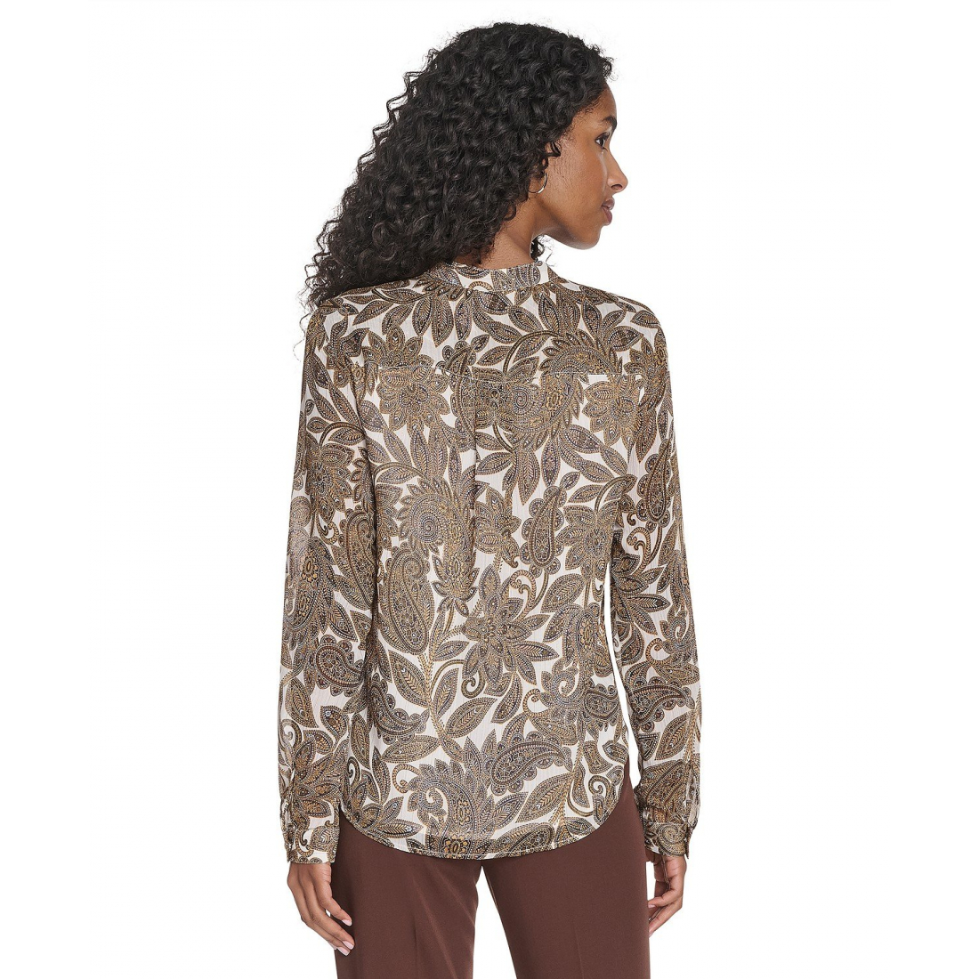 'Paisley Ruffle Long Sleeve Blouse' pour Femmes