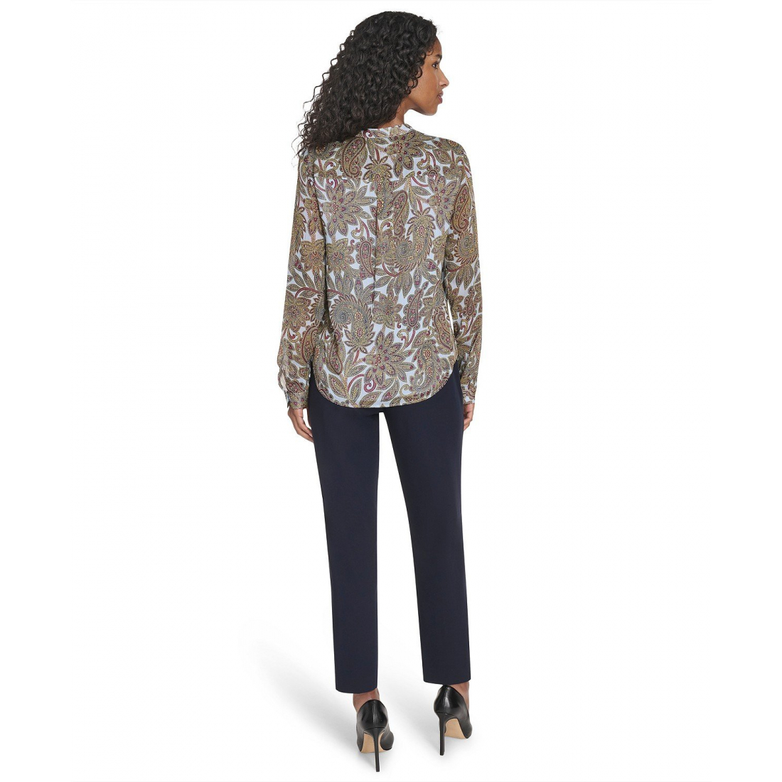 'Paisley Ruffle Long Sleeve Blouse' pour Femmes