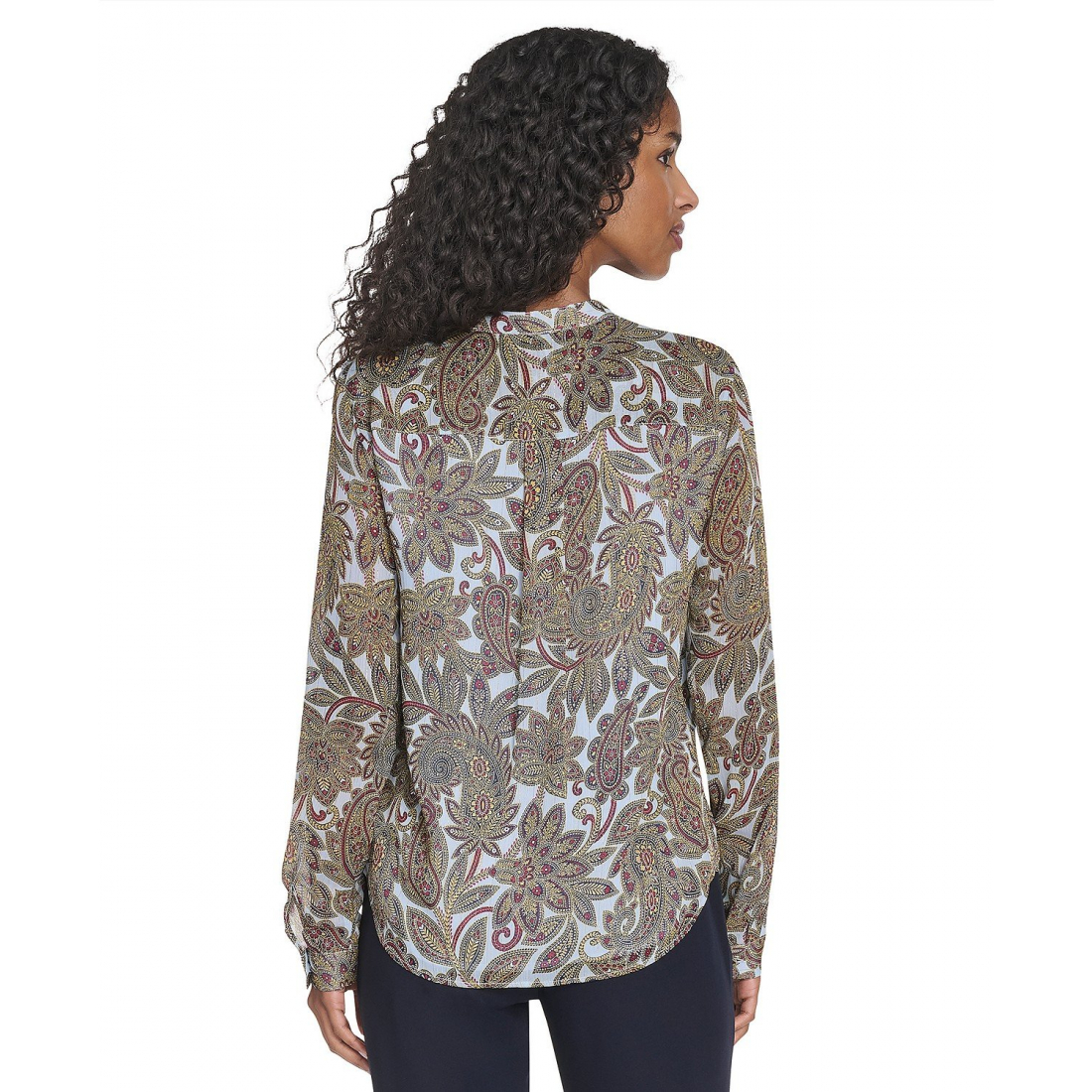 'Paisley Ruffle Long Sleeve Blouse' pour Femmes