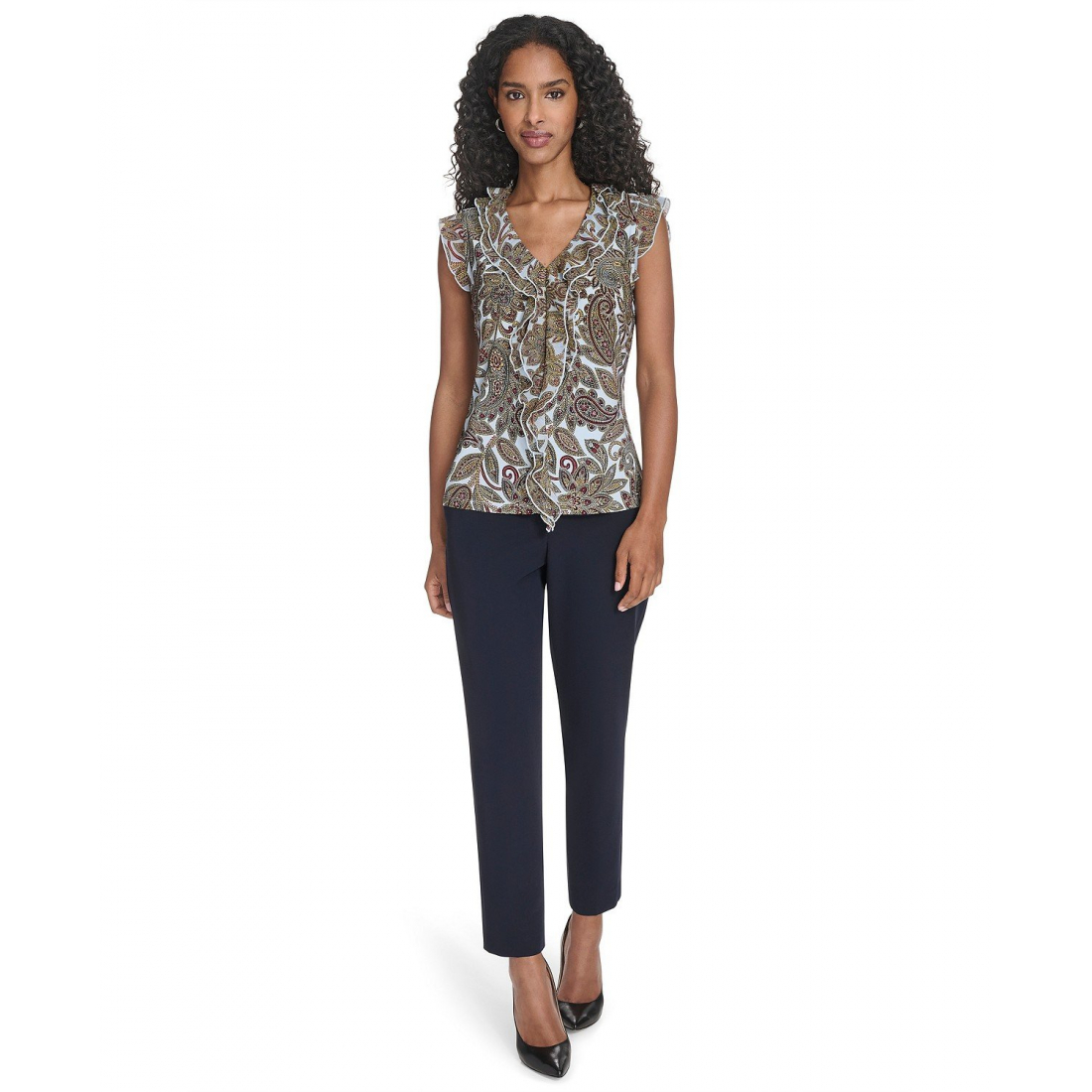'Paisley Ruffle Front Top' pour Femmes