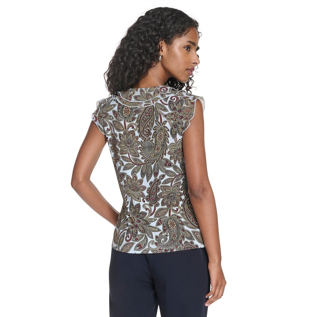 'Paisley Ruffle Front Top' pour Femmes