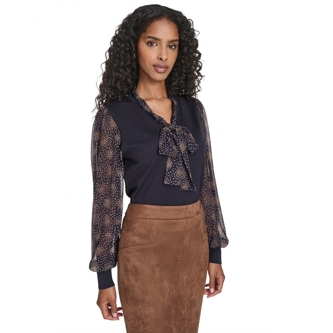 'Mixed Media Posy V-Neck Sweater' pour Femmes