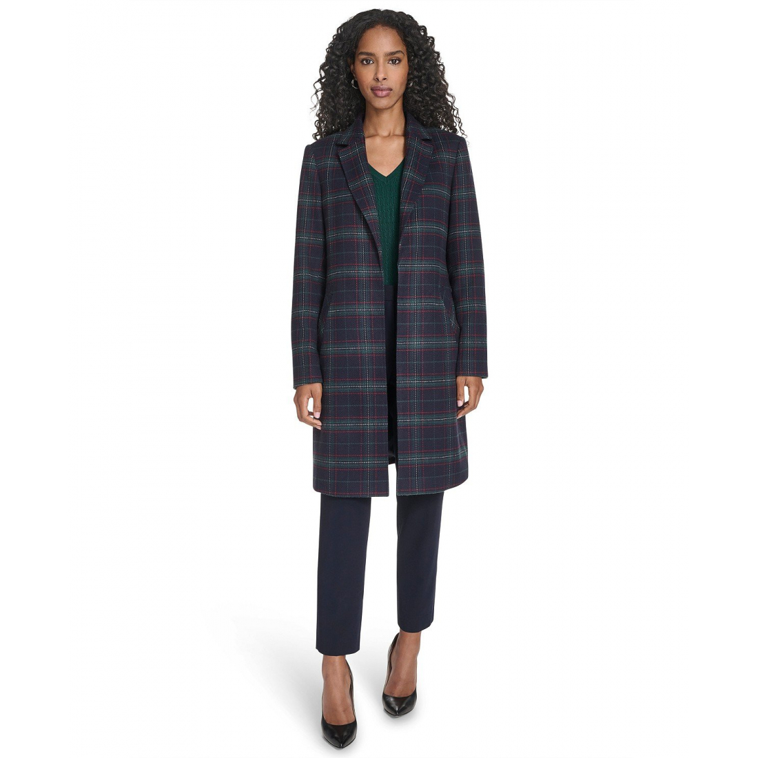 'Windowpane Open Front Topper Jacket' pour Femmes