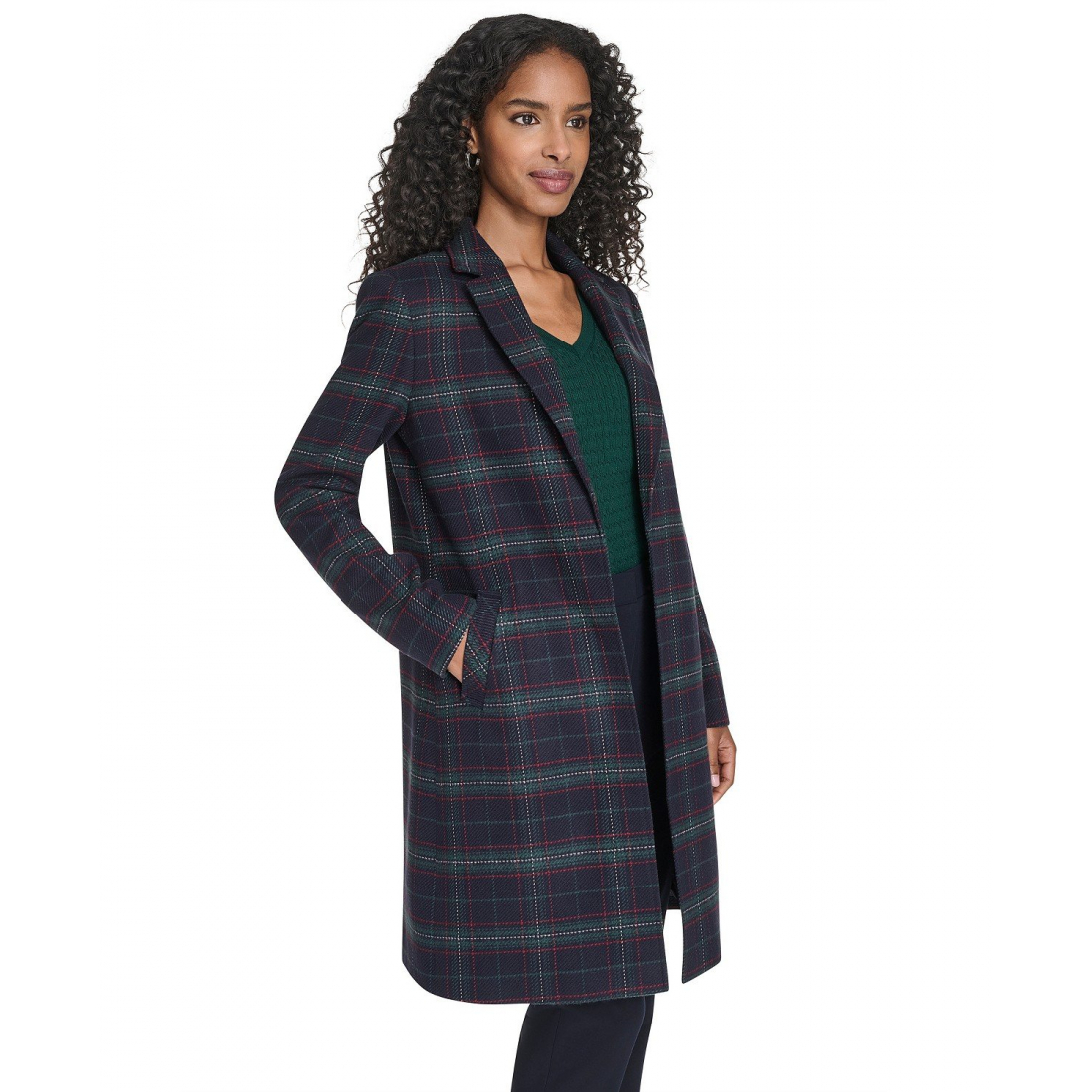 'Windowpane Open Front Topper Jacket' pour Femmes