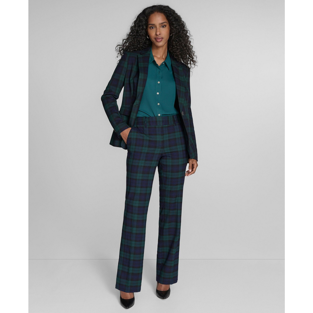 'Watch Plaid Slim Fit Blazer' pour Femmes