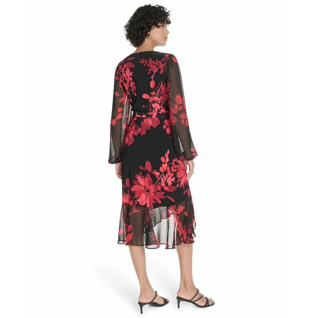 'Sheer Balloon Sleeve Dress' pour Femmes