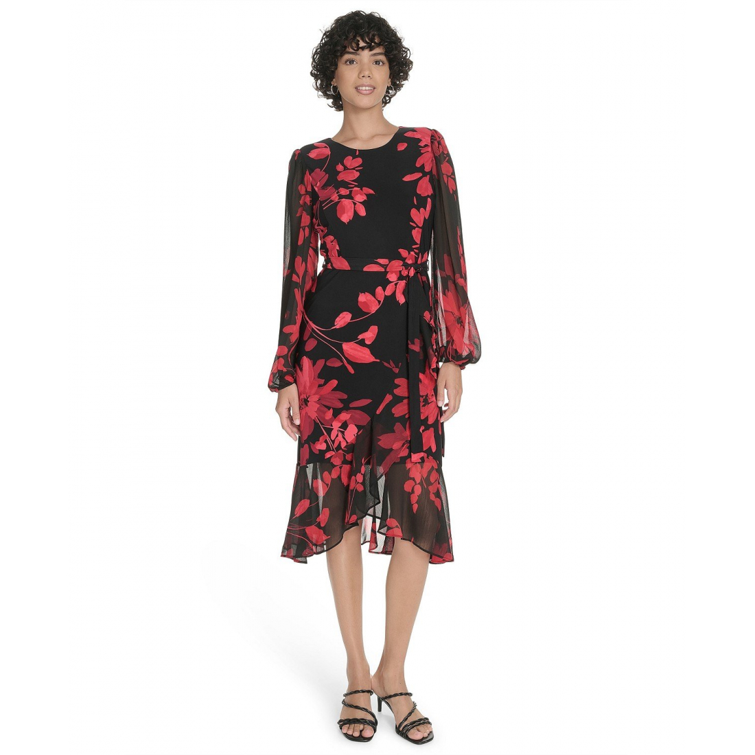 'Sheer Balloon Sleeve Dress' pour Femmes