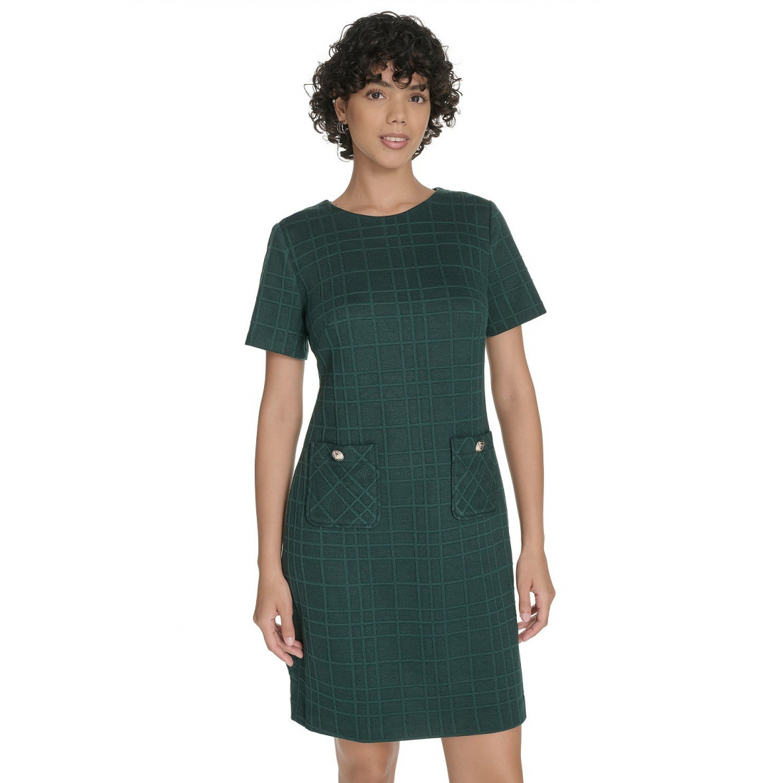 'Short Sleeve Knit Shift Dress' pour Femmes