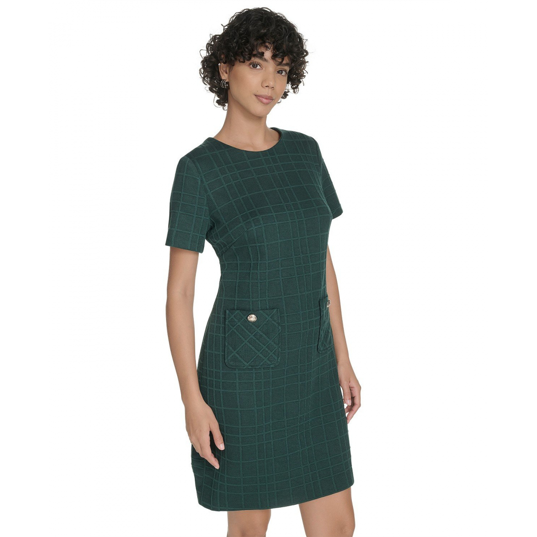 'Short Sleeve Knit Shift Dress' pour Femmes