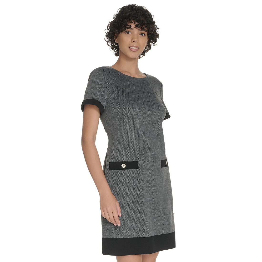 'Herringbone Crew Neck Dress' pour Femmes