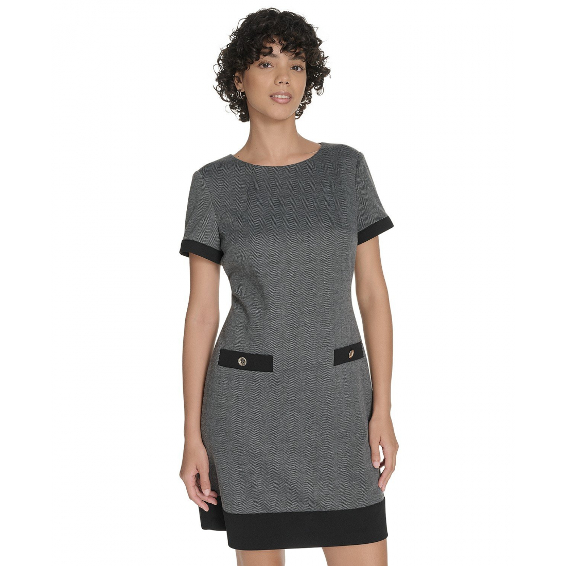 'Herringbone Crew Neck Dress' pour Femmes
