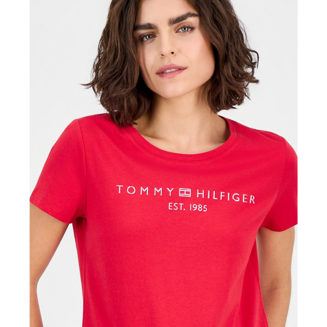 'Cotton Logo Crewneck T-Shirt' pour Femmes