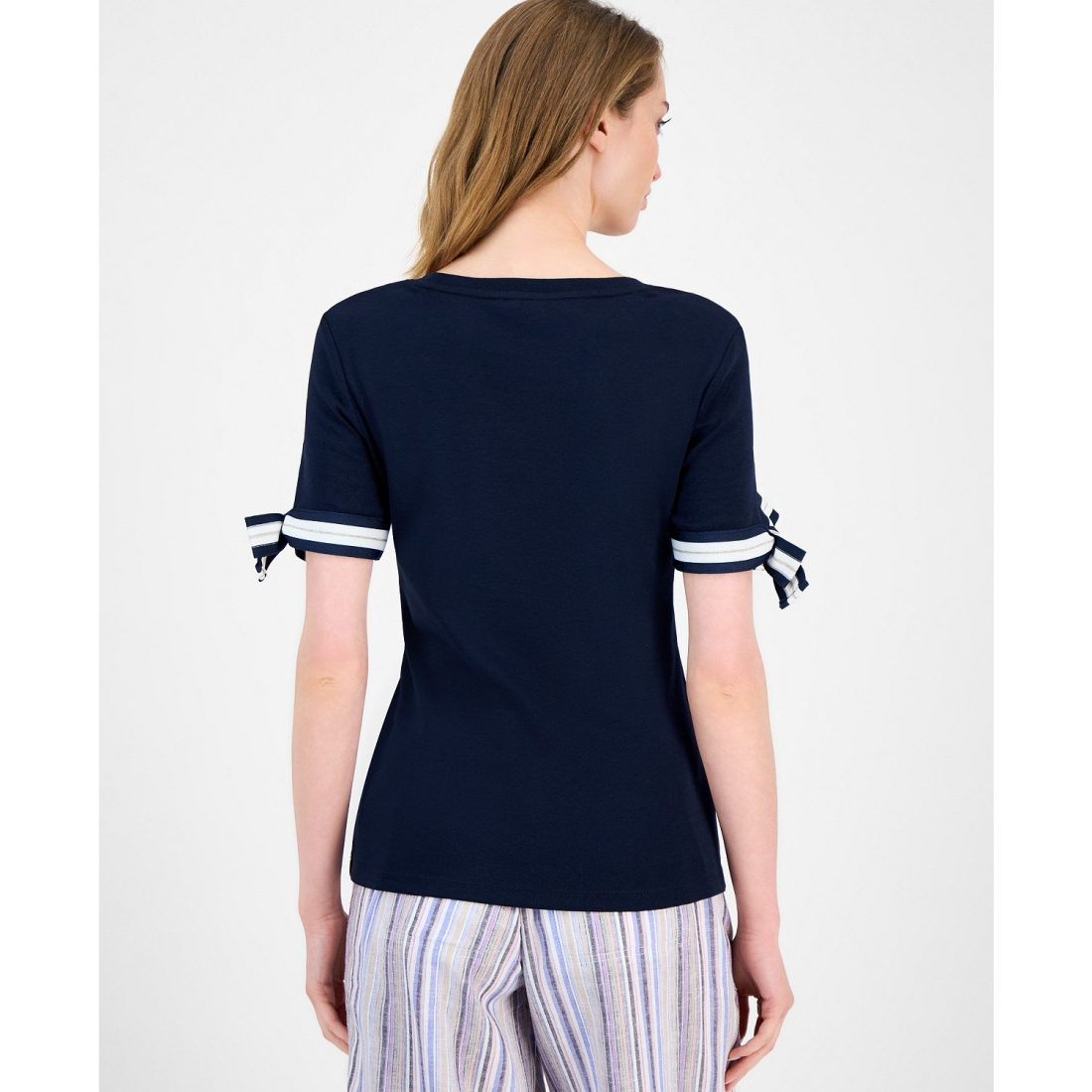 'Cotton Tie-Sleeve T-Shirt' pour Femmes